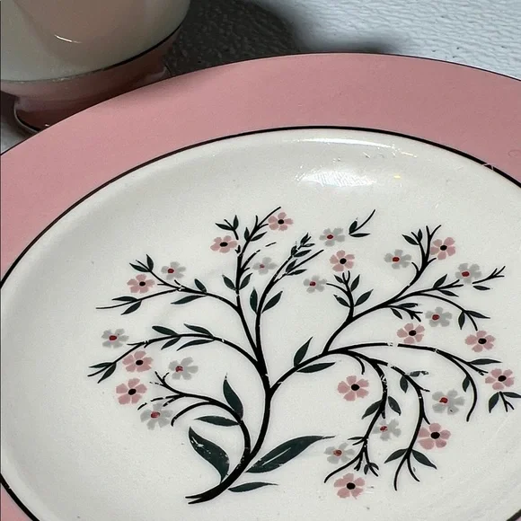 Vintage 1956 Springtime Homer Laughlin Cavalier Eggshell Cup/Saucer 6 Sets